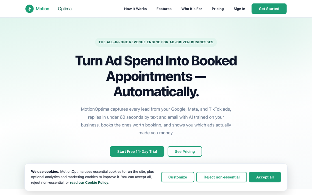 Live preview of the Motion Optima website